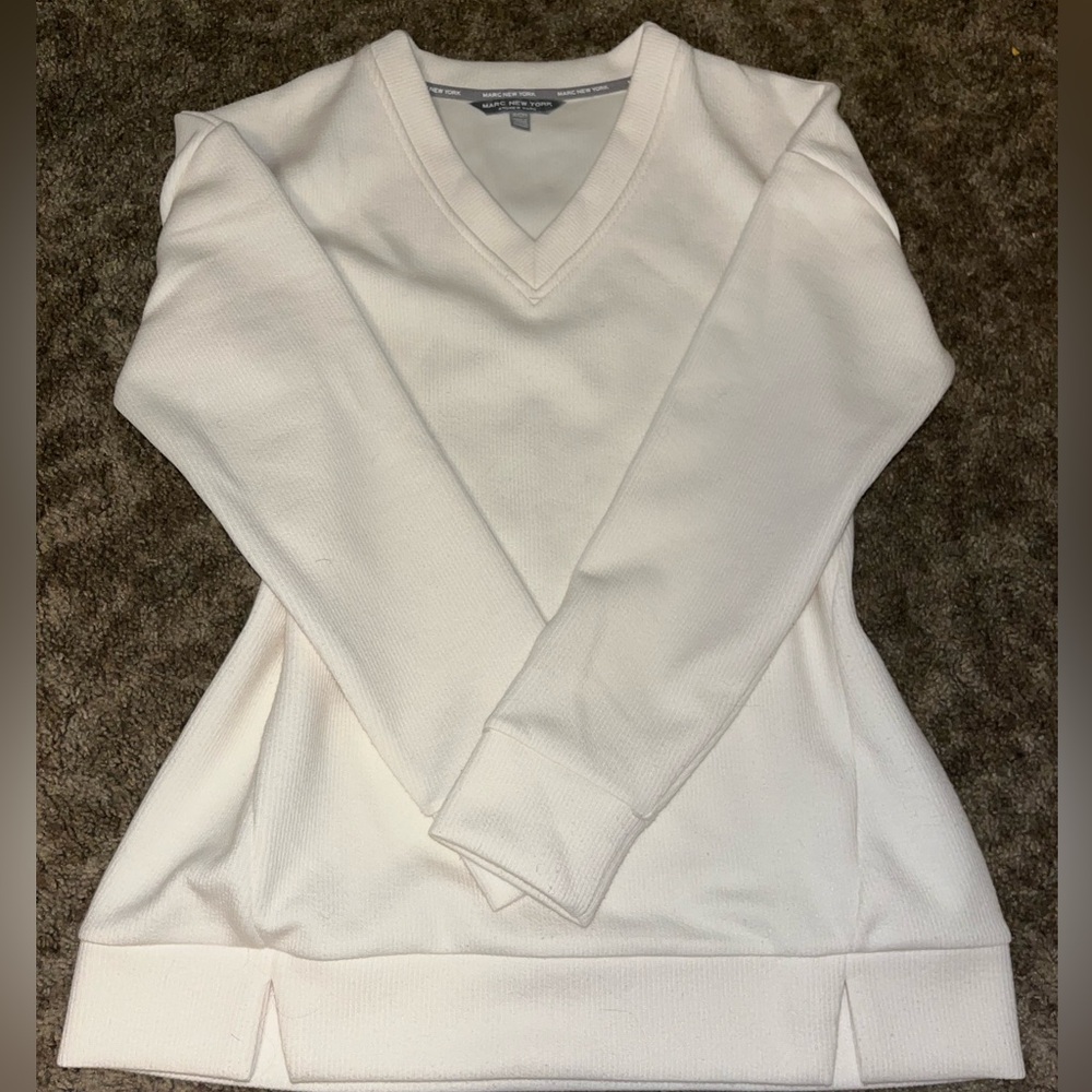 Women's White V-Neck Sweater